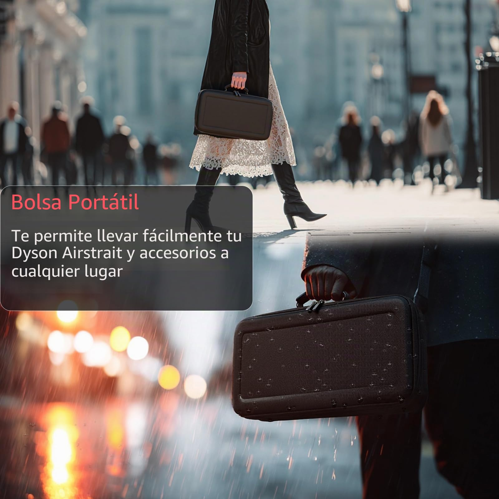 Funda rígida de viaje impermeable a prueba de golpes para Dyson Airstraight HT01, negro, M