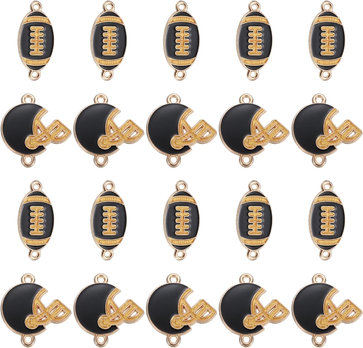 MECCANIXITY Football Charm for Jewelry Making, Enamel Alloy Rugby Ball Helmet Game Sports Charm Pendants for Bracelet Necklace Earring DIY Crafts