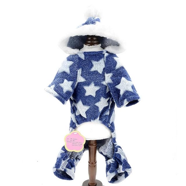 Foto 2 de 6 de smalllee_lucky_store Pijama de Forro Polar Suave para Mascotas para Perros pequeños Gatos Estrellas suéter…