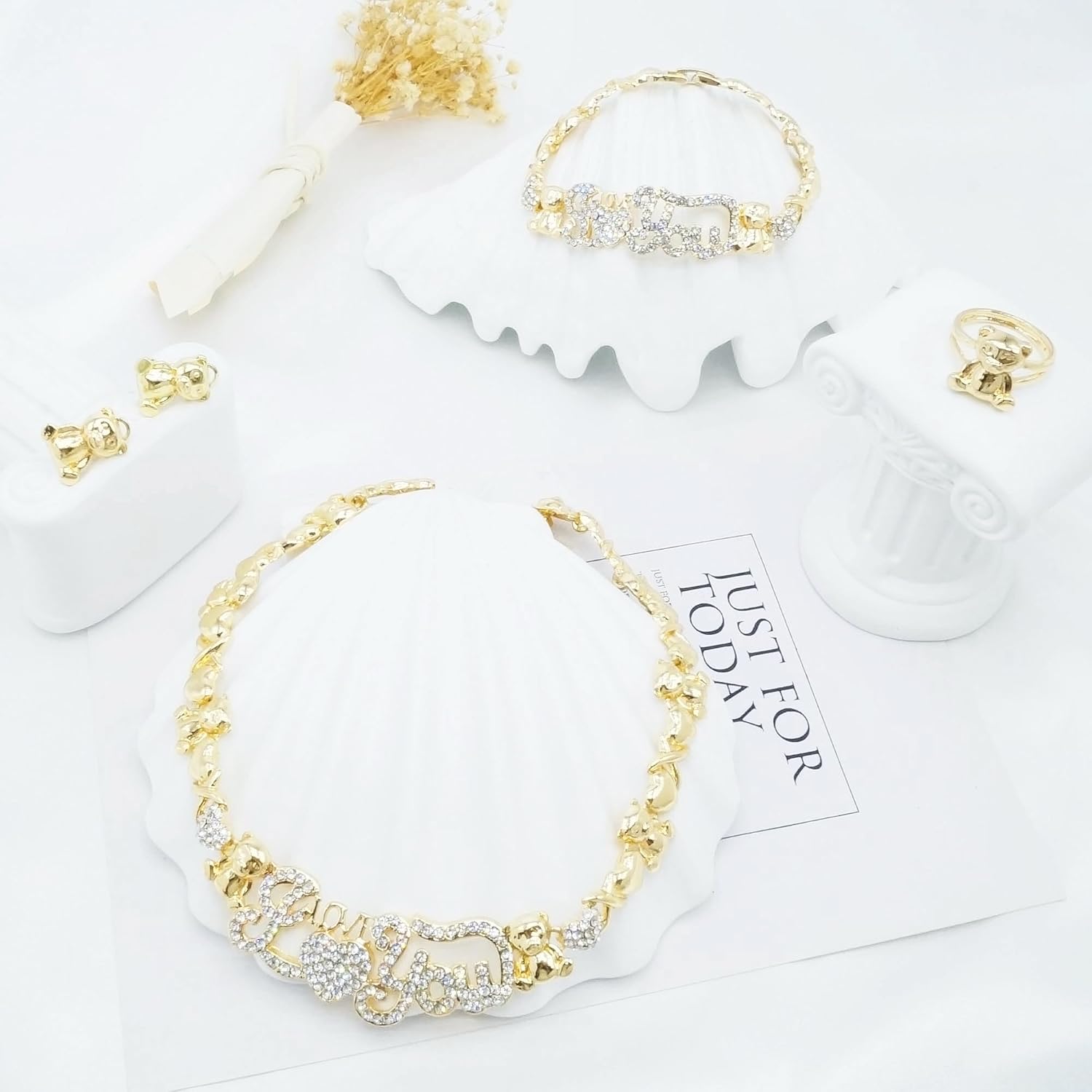 Woman Jewelry Sets Gold Jewelry Sets XOXO Women's Gold Jewelry Fashion Jewelry Necklaces Earrings Woman Accessories Bracelets Jewelry Gifts Love Necklaces - Image 7