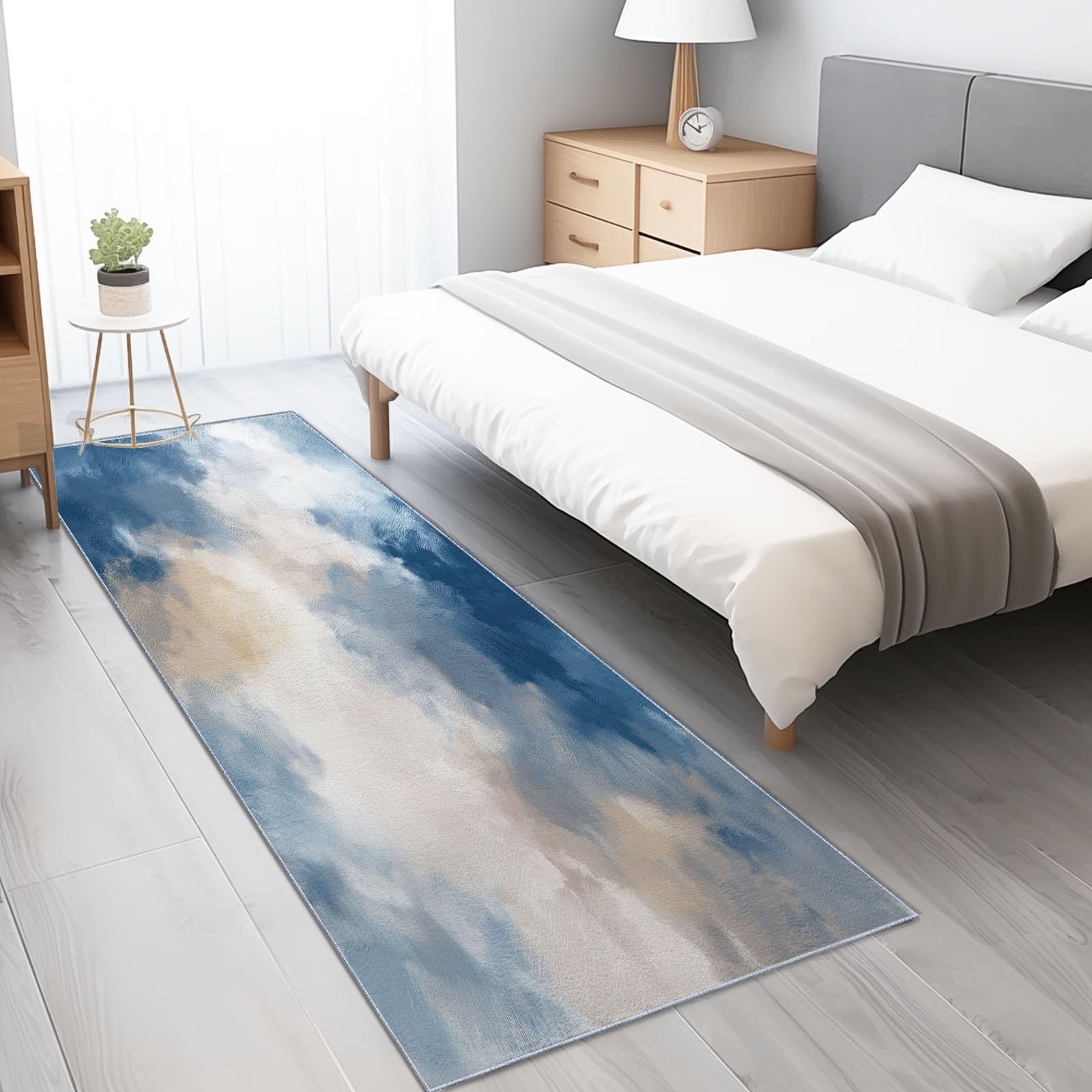 Długi dywanik do przedpokoju 65 x 240 cm, krótkie włosie antypoślizgowy dywan do drzwi pralni, abstrakcyjny akwarela tie-dye kolorowe klocki długie miękkie wejście do wnętrz sypialni i salonu