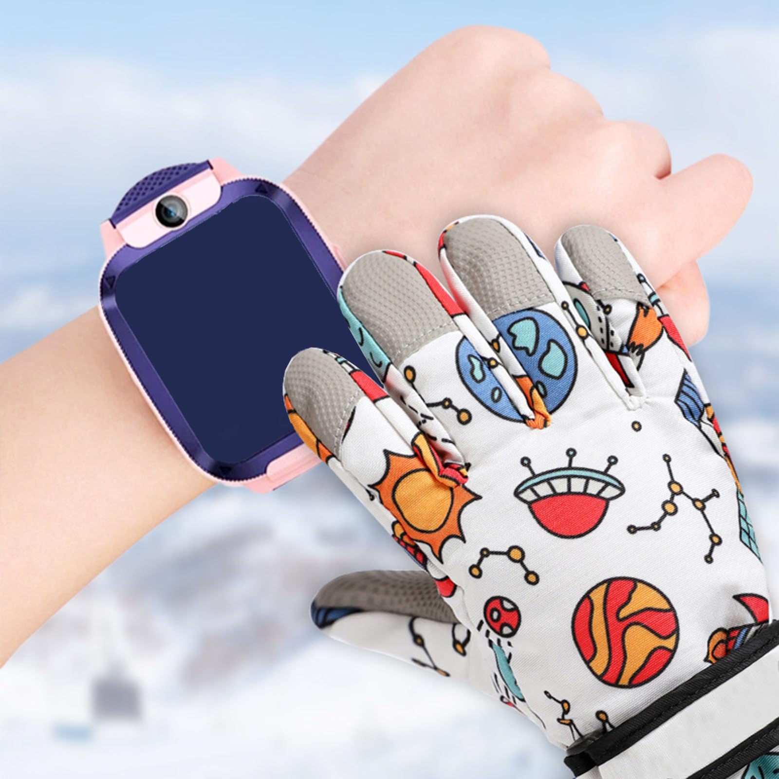 Guantes de nieve de invierno para niños de 7 a 12 años, resistentes al agua, cálidos, guantes de esquí, guantes de invierno cálidos de forro polar, guantes de esquí impermeables
