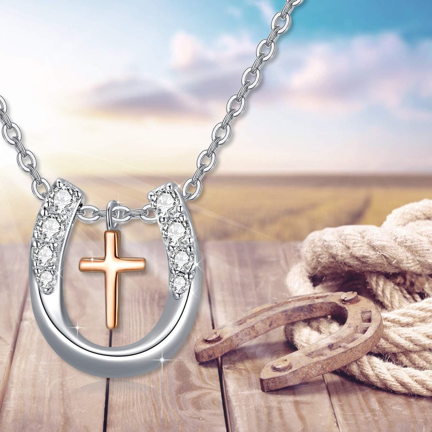 MEDWISE Horse Pendant Necklace for Women Girls - Silver Lucky Horse in Heart Embrace Necklace - Jewelry Gifts for Cowgirls Equestrian Birthday Mother's Day - Image 7