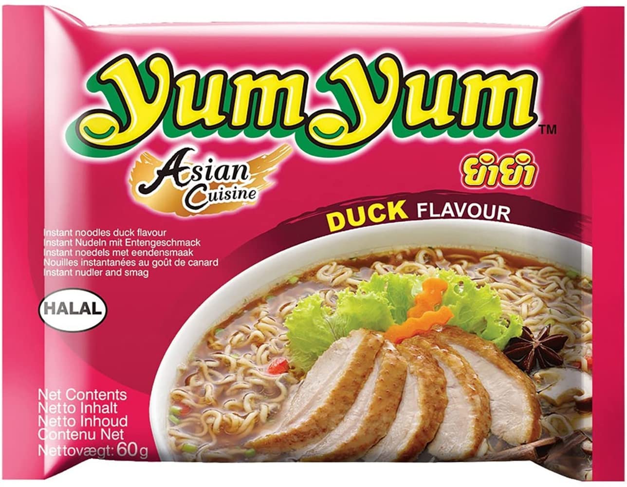Yumyum Nouilles Instantanées au Canard, Soupe de Nouille saveur Canard 60g (Carton de 90 sachets)