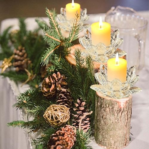 Miniatura 3 de Kolnlala Candelabro de cristal con flor de loto, candelabros de cristal para decoración de Navidad, hogar, boda, fiesta (limpio 1 unidad)