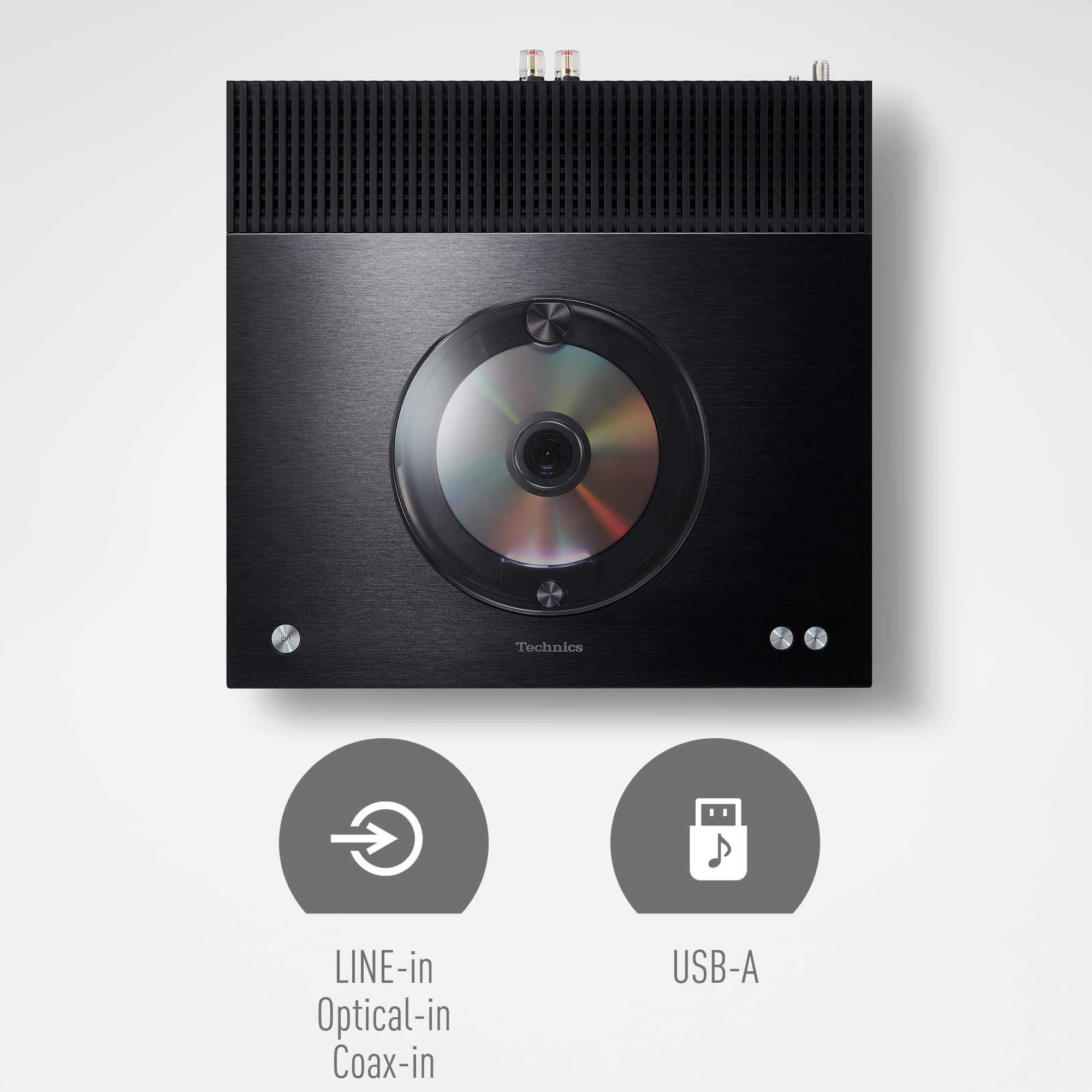 Technics SA-C100EG-K Amplificateur CD en Réseau avec Lecteur CD, Radio Dab+, USB, Bluetooth et Chromecast Intégrés, AirPlay 2, Phono MM, Wi-FI, Noir