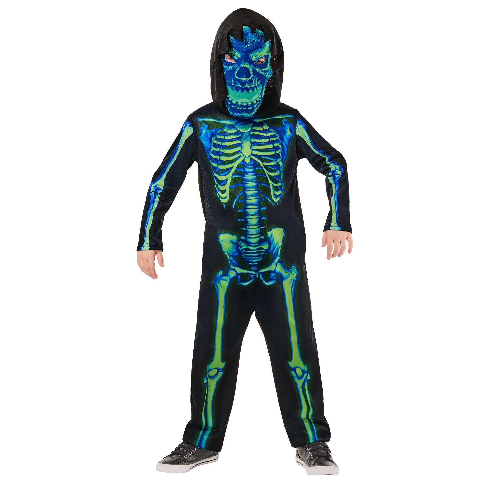 Rubies Masquerade Skeleton Costume - Neon Green - Kids - Extra Small