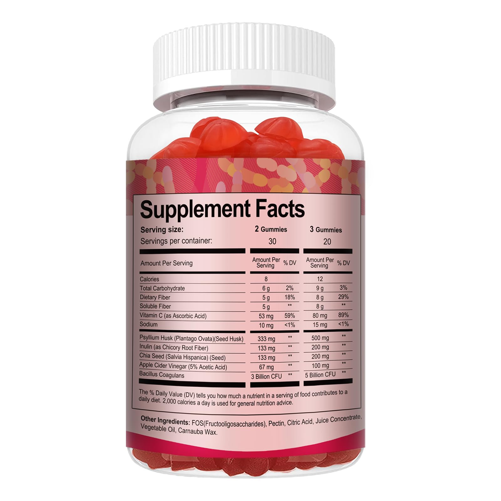 Probiotic Fiber Gummies w/ Psyllium Husk, High Fiber Supplement, Apple — Amazon image 8