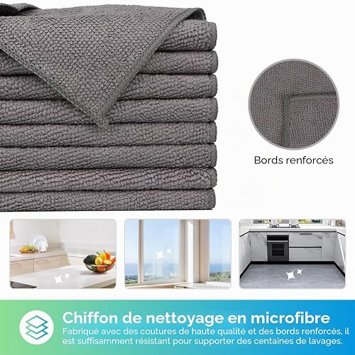 HOMEXCEL 24 Pack Grey Microfibre Cleaning Cloths Rag Towels, 30x30 cm - 2