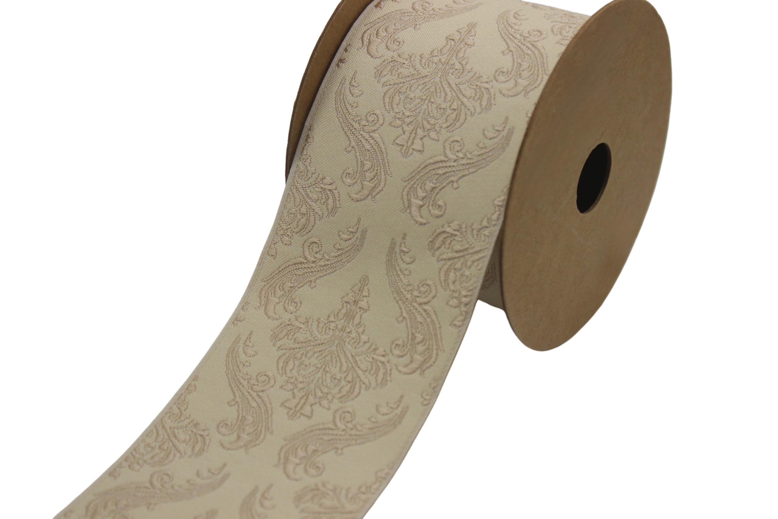 Ruban jacquard brodé haut de gamme V4 213 beige, garniture pour draperie d'art