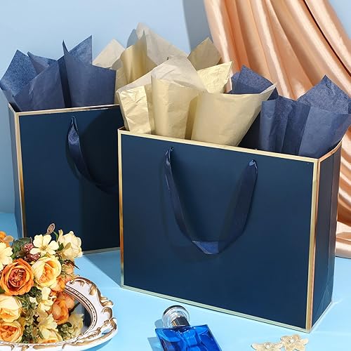 Miniatura 5 de ReliThick Paquete de 12 bolsas de regalo de papel metálico con asa y tejido, 11.8 x 10 x 4 pulgadas, bolsa de agradecimiento para San Valentín,