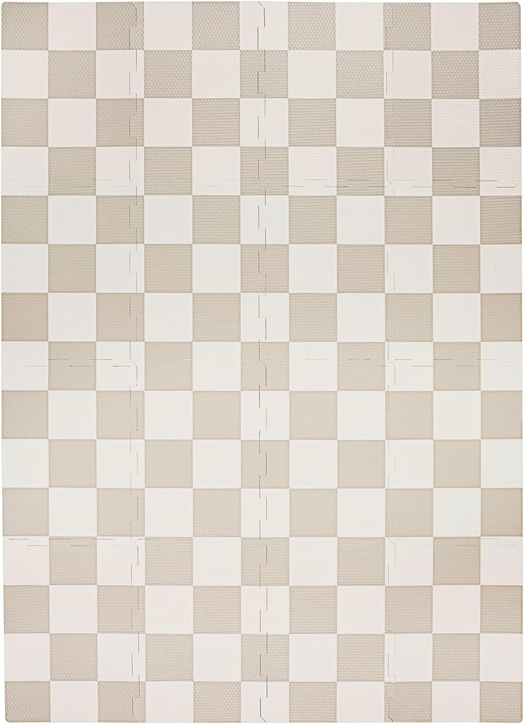 3 Sprouts Baby Foam Play Mat - Soft Foam Floor Tiles for Kids with Interlocking Puzzle Mats for Toddler Playroom - Safe 100% EVA Pads, Non-Toxic Waterproof Playmat - Checkerboard Beige