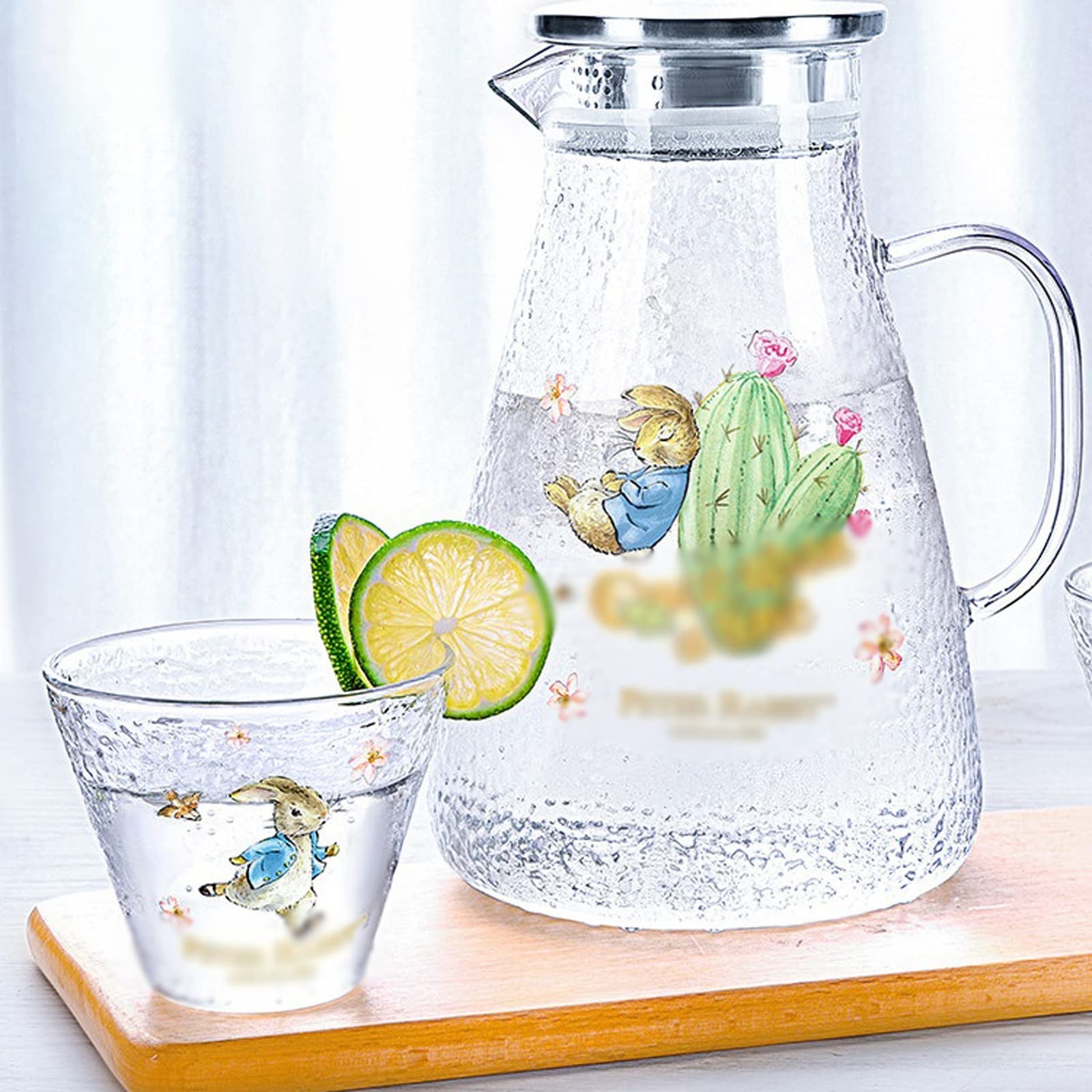Dzbanek na wodę szklany dzbanek na zimną wodę zestaw z 2 filiżankami 1800 ml duża pojemność domowy czajnik na wodę sok czajnik do herbaty letni zestaw do herbaty dzbanek do mrożonej herbaty
