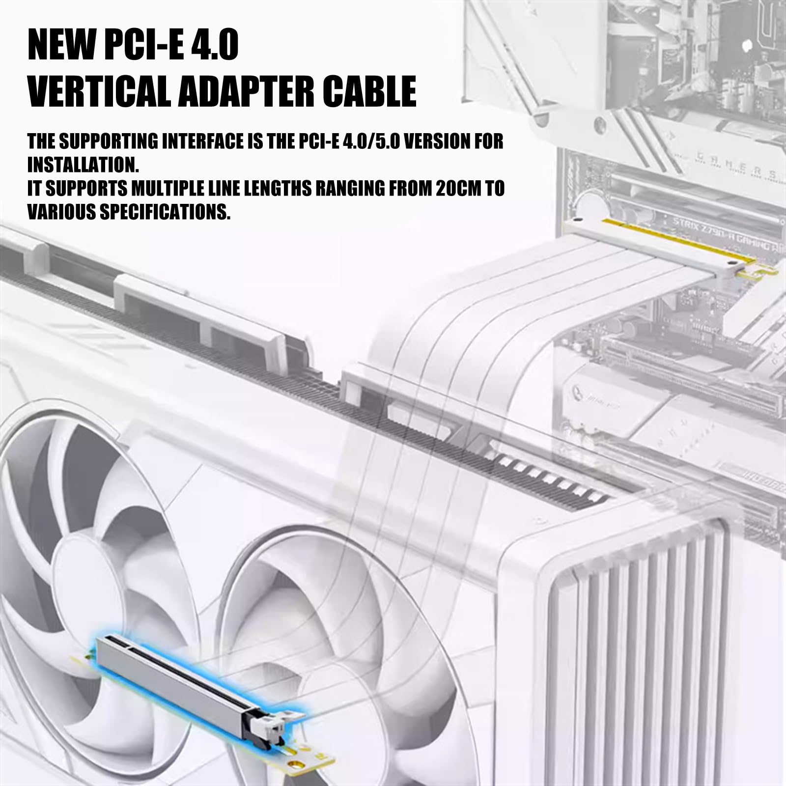 Câble d ' Extension PCIExpress X16 coudé à 90 degrés pour Vertical, Large compatibilité avec diverses Cartes mères, Vertical pour GPU