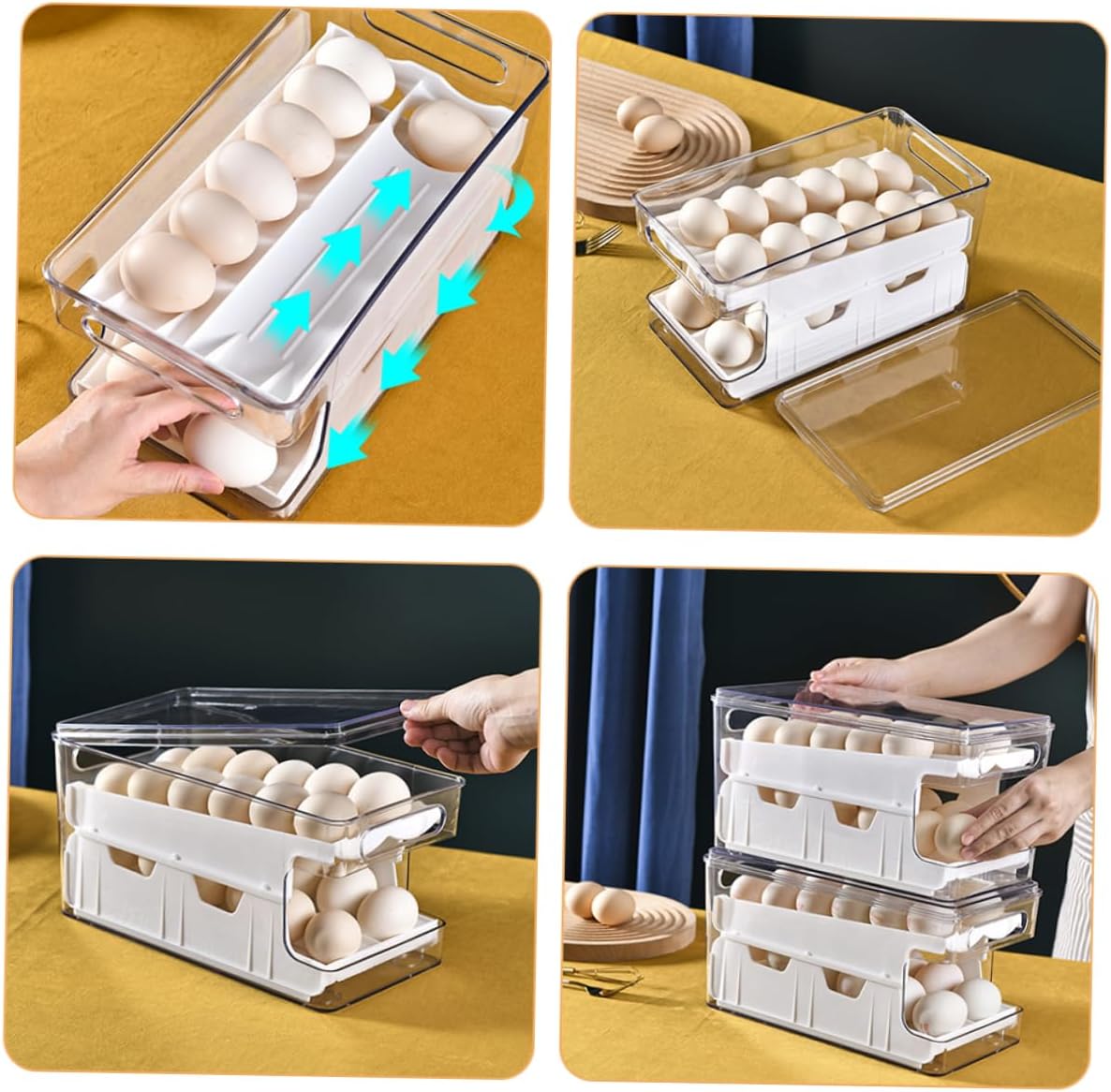 Double-layer Dispenser for Refrigerator Storage Container for Kitchen Ample Capacity Organizer Space-saving Design for Easy Retrieval and Visibility