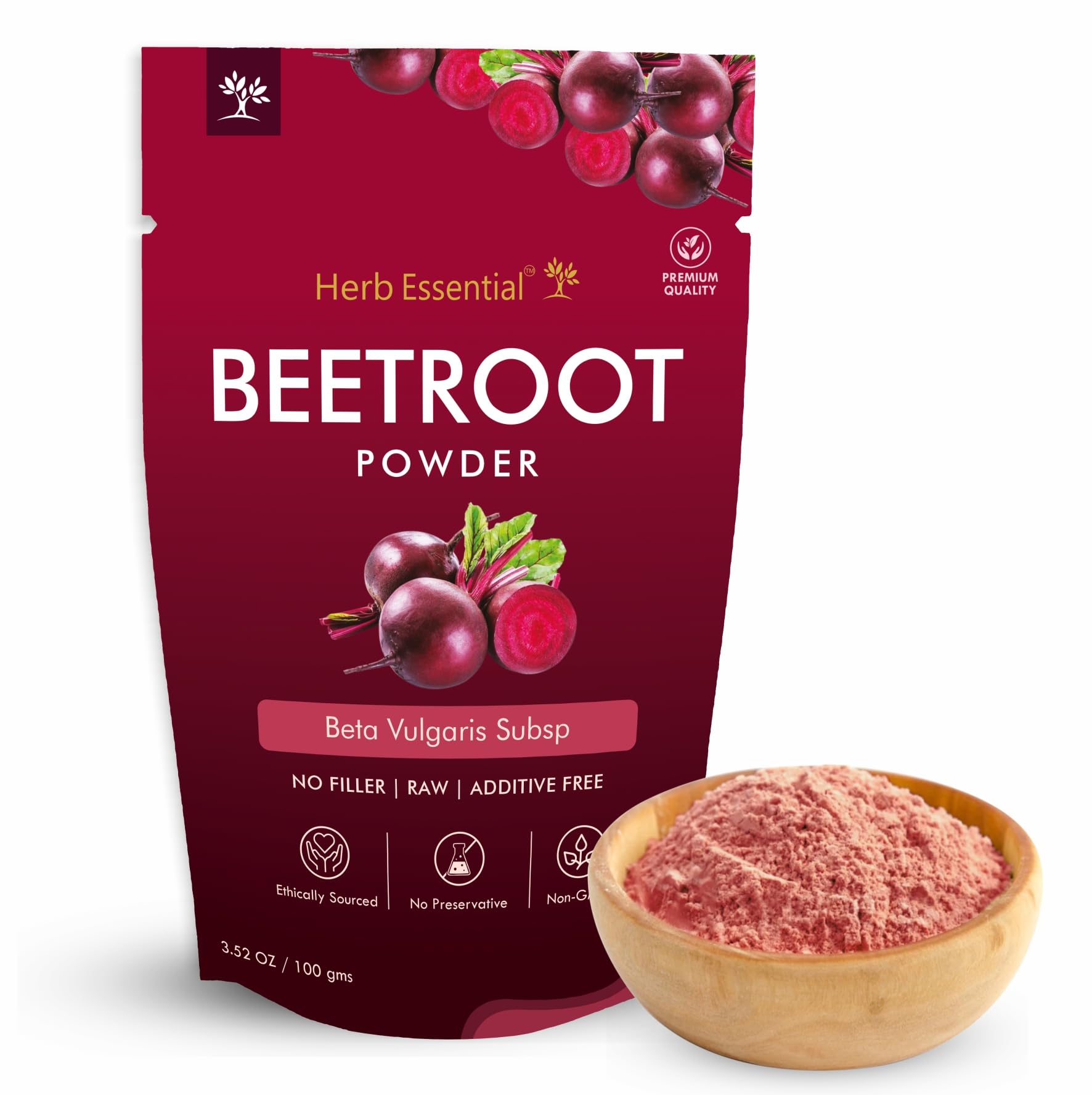 Herb Essential 3.52 ounce Beetroot Powder, Vegan Friendly Plant Based Superfood Drink Mix, Natural Beet Root Powder for Smoothie & Energy - 100 gram (3.52 ounce)