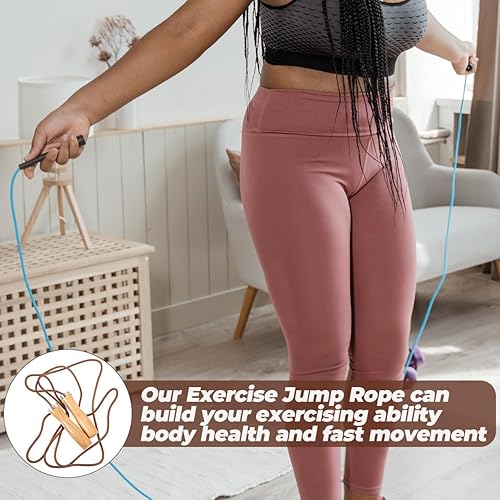 Miniatura 7 de Cuerda de saltar de cuero con asas de madera para niños y niñas, ideal para boxeo, entrenamientos de fitness