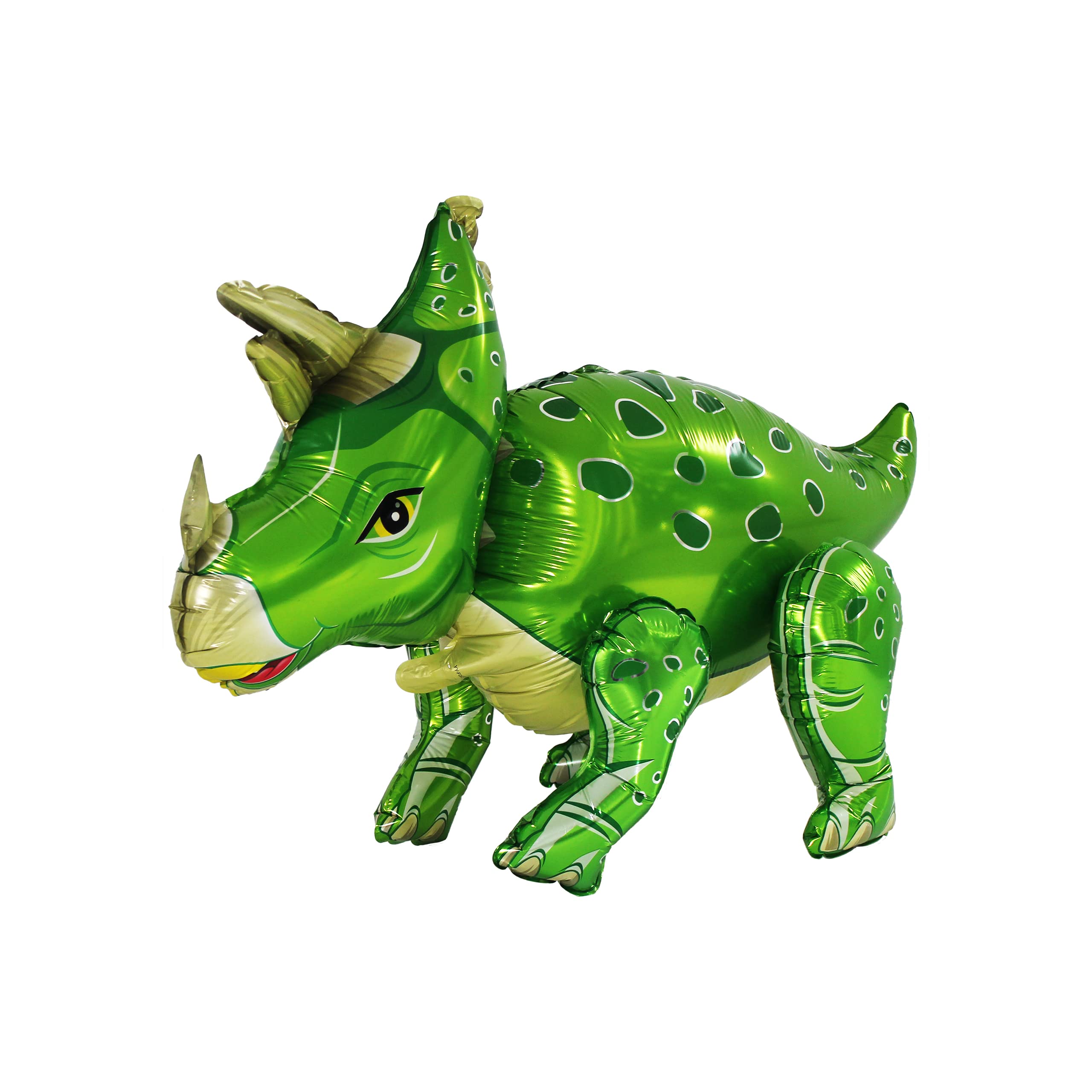Dino Triceratops foil balloon in beautiful metallic colours, an eye-catcher for any party (green)