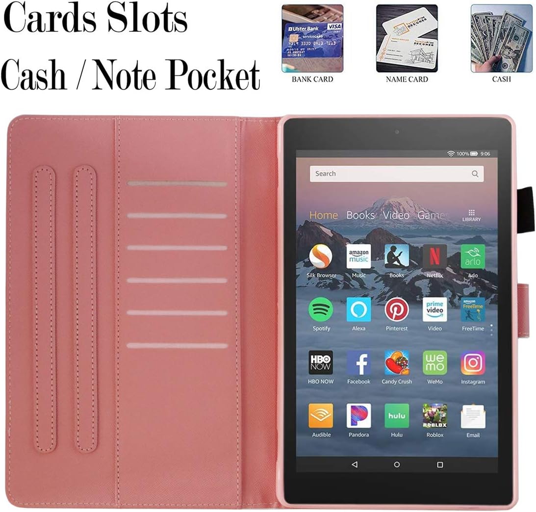 Fire HD 8 Tablet Case, Case for Fire HD 8 Old Model (Fits 2018 2017 2016 Version, 8th/7th/6th Gen), Not Fit All New HD 8 10th Gen 2020 Tablet, Fvimi Leather Folio Smart Cover, Marble