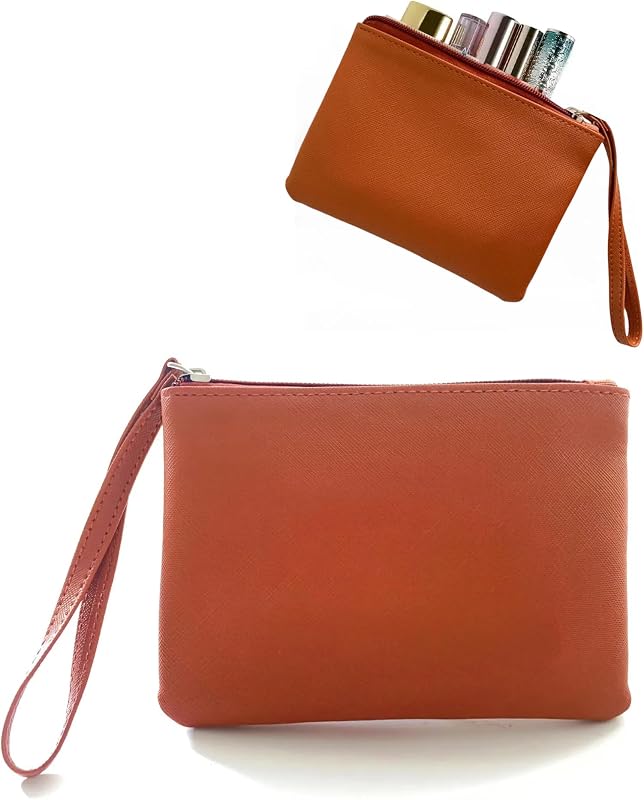 Necessaire pequena SeBUCUOO com zíper e alça de pulso, bolsa tipo clutch marrom, 11,43 x 16,51 cm, 1 unidade
