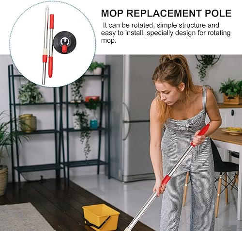 Miniatura 7 de Lurrose Mango de fregona de repuesto para piso giratorio de 360 grados, mango de repuesto telescópico, escoba, escoba, escoba, trapeador de limpieza