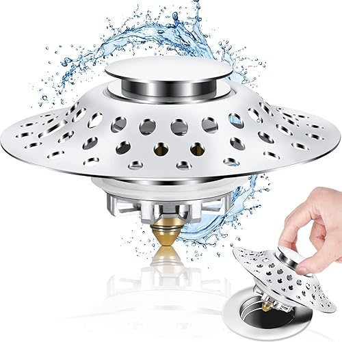 Tapón universal para bañera con cubierta de recogedor de pelo tapón de tapa de drenaje de bañera tapón de drenaje de bañera desplegable fácil de