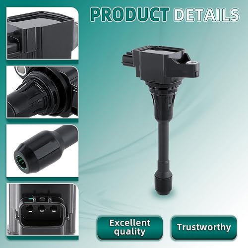 Miniatura 2 de AUTOKAY Iridium - Juego de 4 bujías y bobina de encendido para Nissan Altima Versa Sentra Rogue Cube QX60 NV200 2004-2018 2.5L 2.0L 1.8L 1.6L UF549