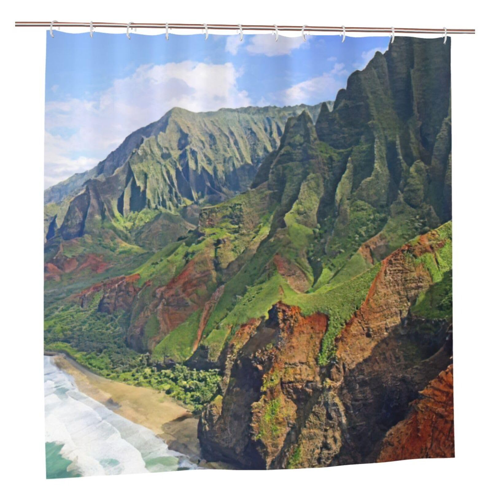 Rideau de douche anti-rouille Kauai pour garder le sol sec avec style