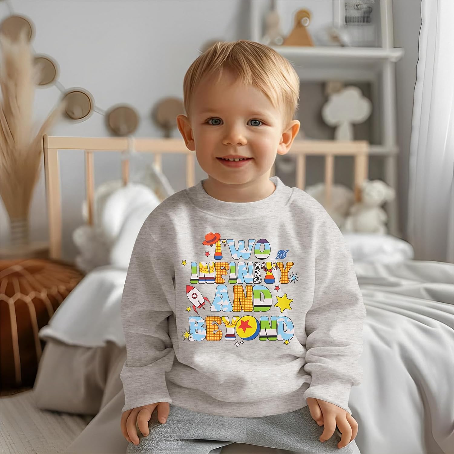 KEKEMI Birthday Boy Sweatshirt Two Years Old Birthday Boy Long Sleeve Shirt 2T B-Day Party Outfit Cute Fall Pullover Clothes - Image 2