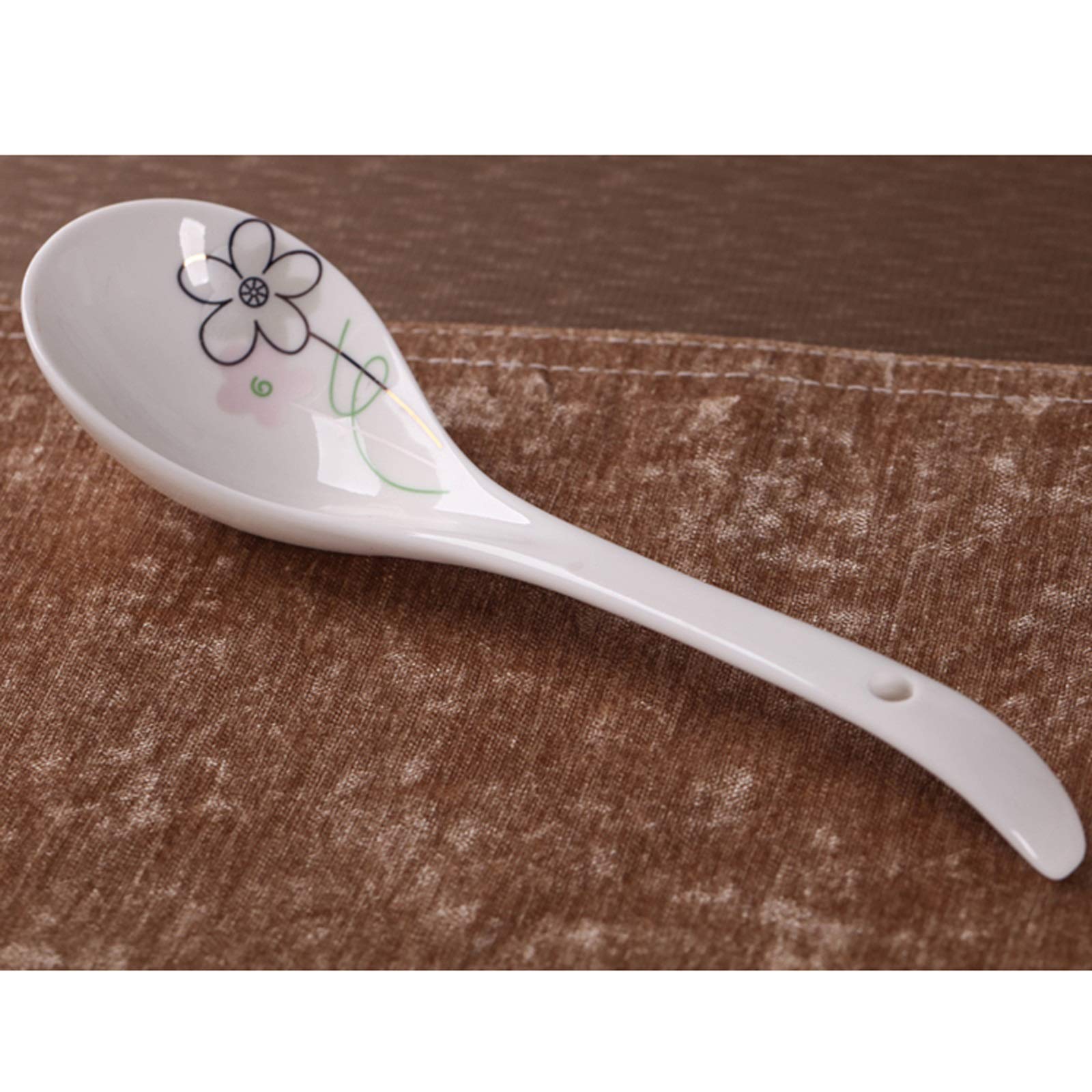 Cuchara de cerámica para café, té, postres, Cuchara sopera de cerámica, cucharas soperas de cerámica, 10 cucharas pequeñas, Cuchara pequeña de Porcelana China para (G)