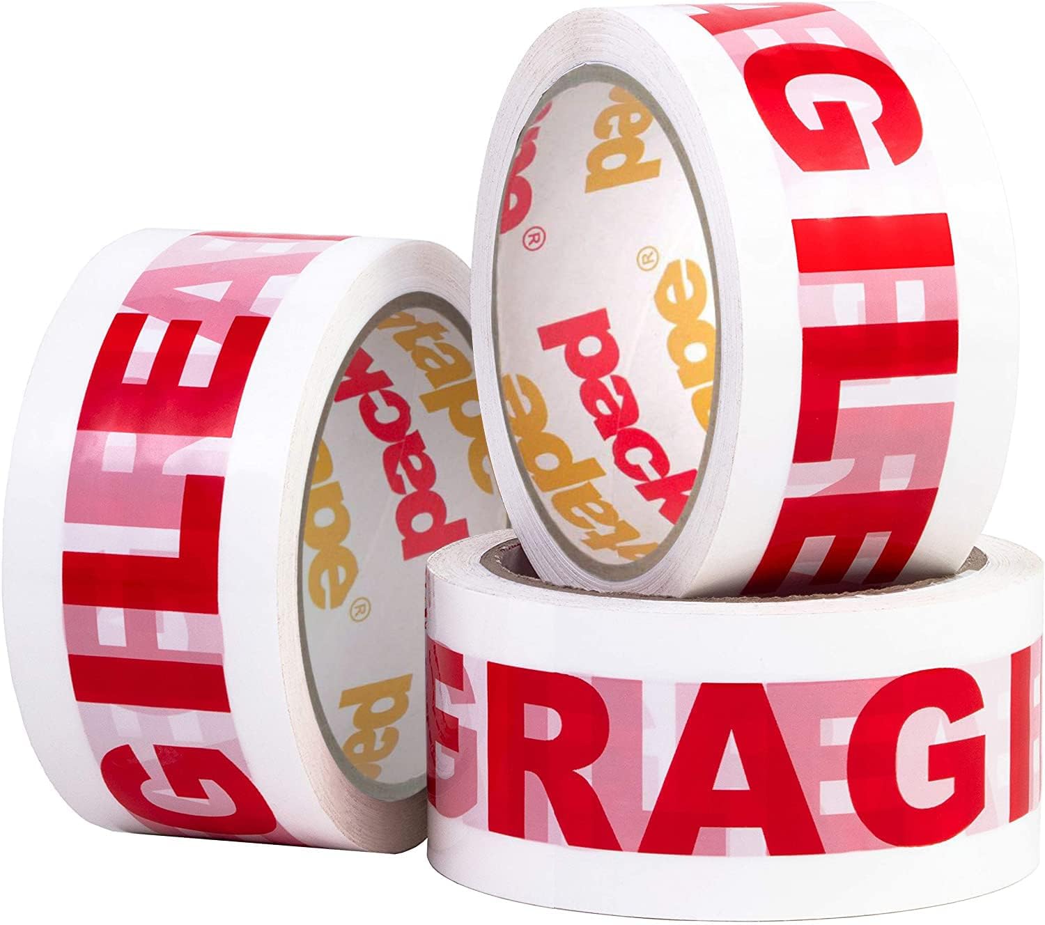 Packatape Fragile Packing Tape For Parcels And Boxes - Heavy Duty Packaging Tape Provides A Strong, Secure And Sticky Seal For Your Boxes, 3 Rolls Per Pack, 48Mm X 66M