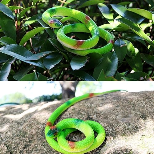 Miniatura 7 de ZJMZZM Serpientes de goma realistas, 4 piezas de serpiente de goma falsa de 29 pulgadas para mantener alejados a los pájaros, serpiente realista de