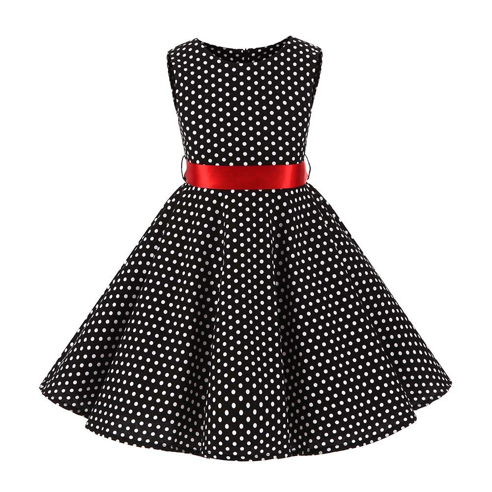 FYMNSI Vestido vintage de los años 50 con estampado de lunares, estilo Audrey, sin mangas, acampanado, plisado, retro, para cóctel, cumpleaños, fiesta de noche, baile de graduación