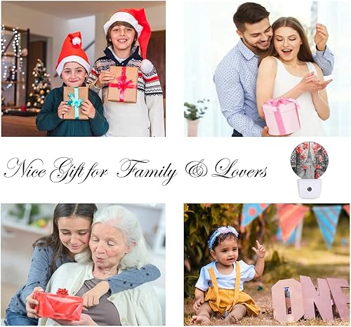 Miniatura 6 de EKOBLA París - Luz nocturna LED de torre Eiffel, paraguas rojo, para parejas, amantes del beso de Francia, lámpara de noche de calle para el hogar,