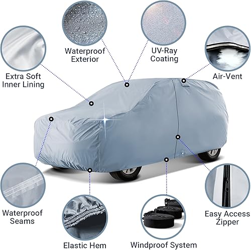 Miniatura 47 de iCarCover - Funda de auto de 18 capas de alta calidad, impermeable, resistente a la intemperie, protección contra radiación UV, nieve, polvo