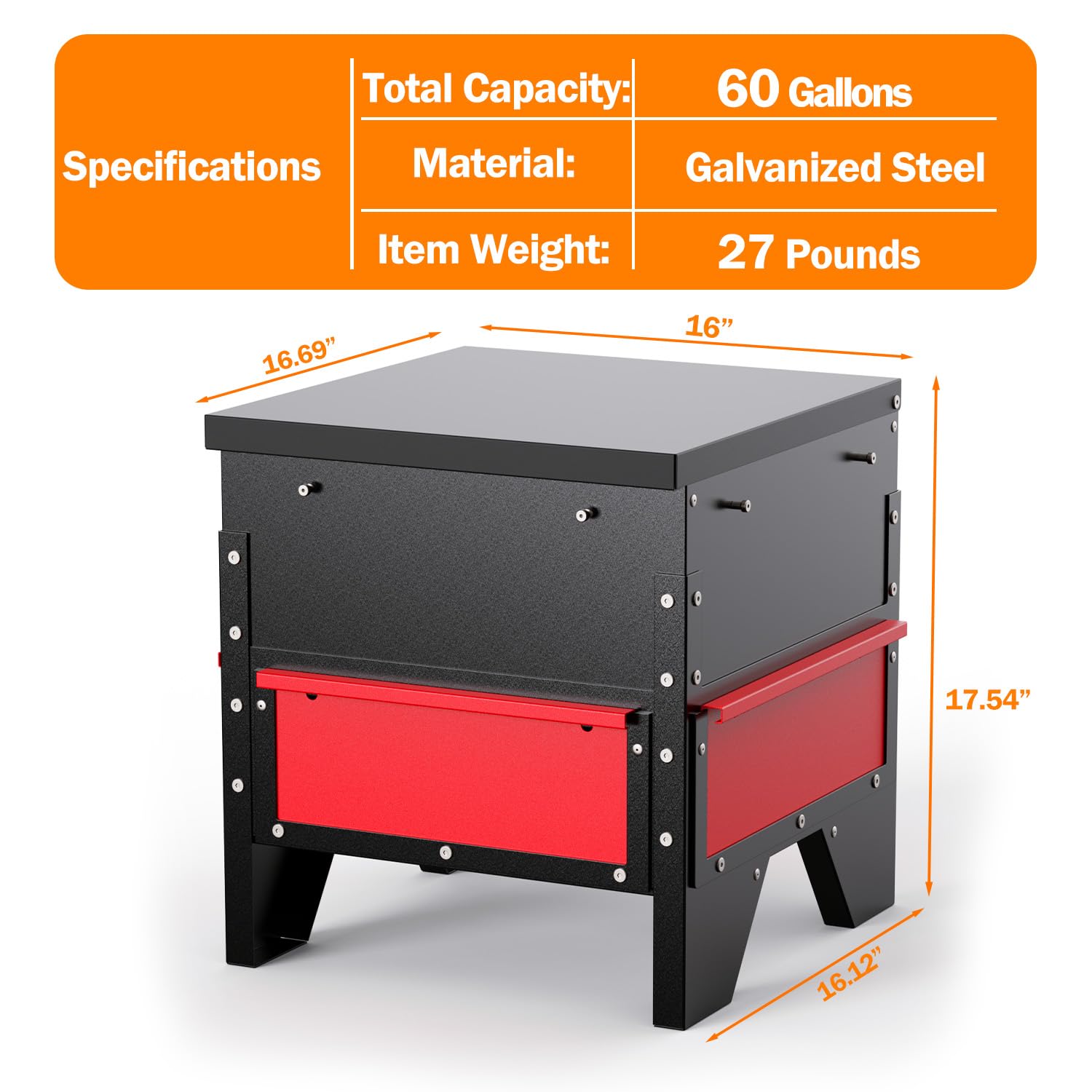 Comedero automático para pollos, gran capacidad de 70 libras, comedero de metal para aves de corral, sin residuos, impermeable, apto para gansos, patos, pavos, codornices