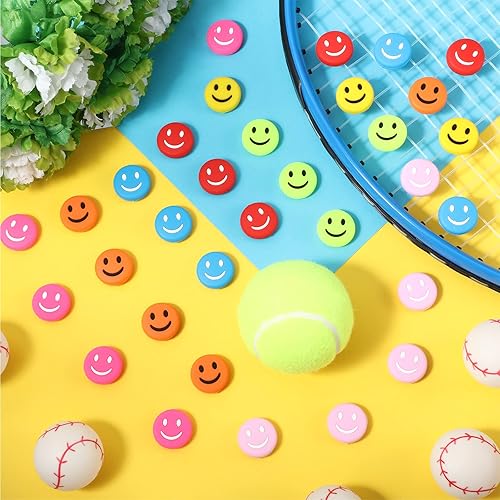 Miniatura 5 de Jexine 35 piezas de raqueta de silicona para amortiguador de vibraciones de tenis, raqueta de suministros de tenis para regalo (sonrisa)