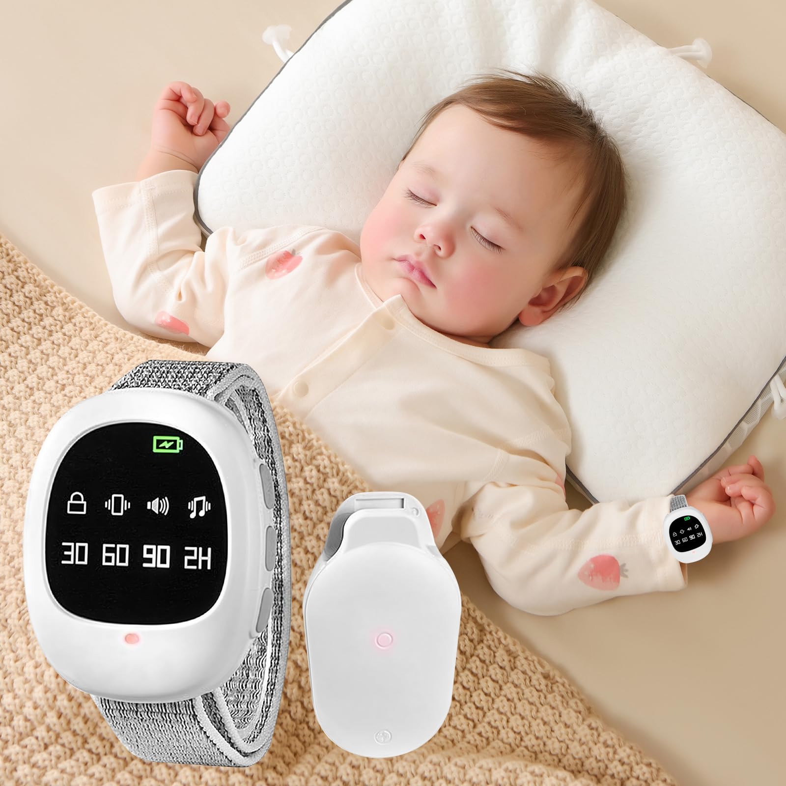 Bezprzewodowy alarm o moczeniu nocnym, z 3 trybami przypomnienia, ładowany przez USB-C, wysoka czułość, czujnik moczenia nocnego dla dzieci starszych i chorych na obłożnie