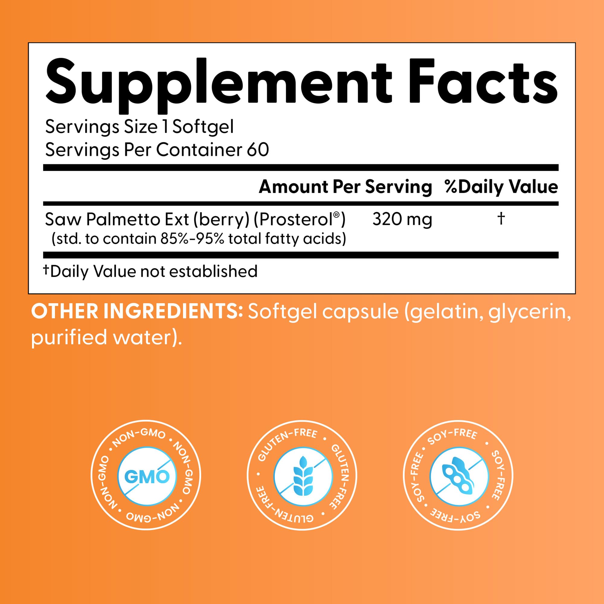 Doctor's Best Saw Palmetto Extract Supplement, Non GMO, 60 Ct Softgels — Amazon image 2