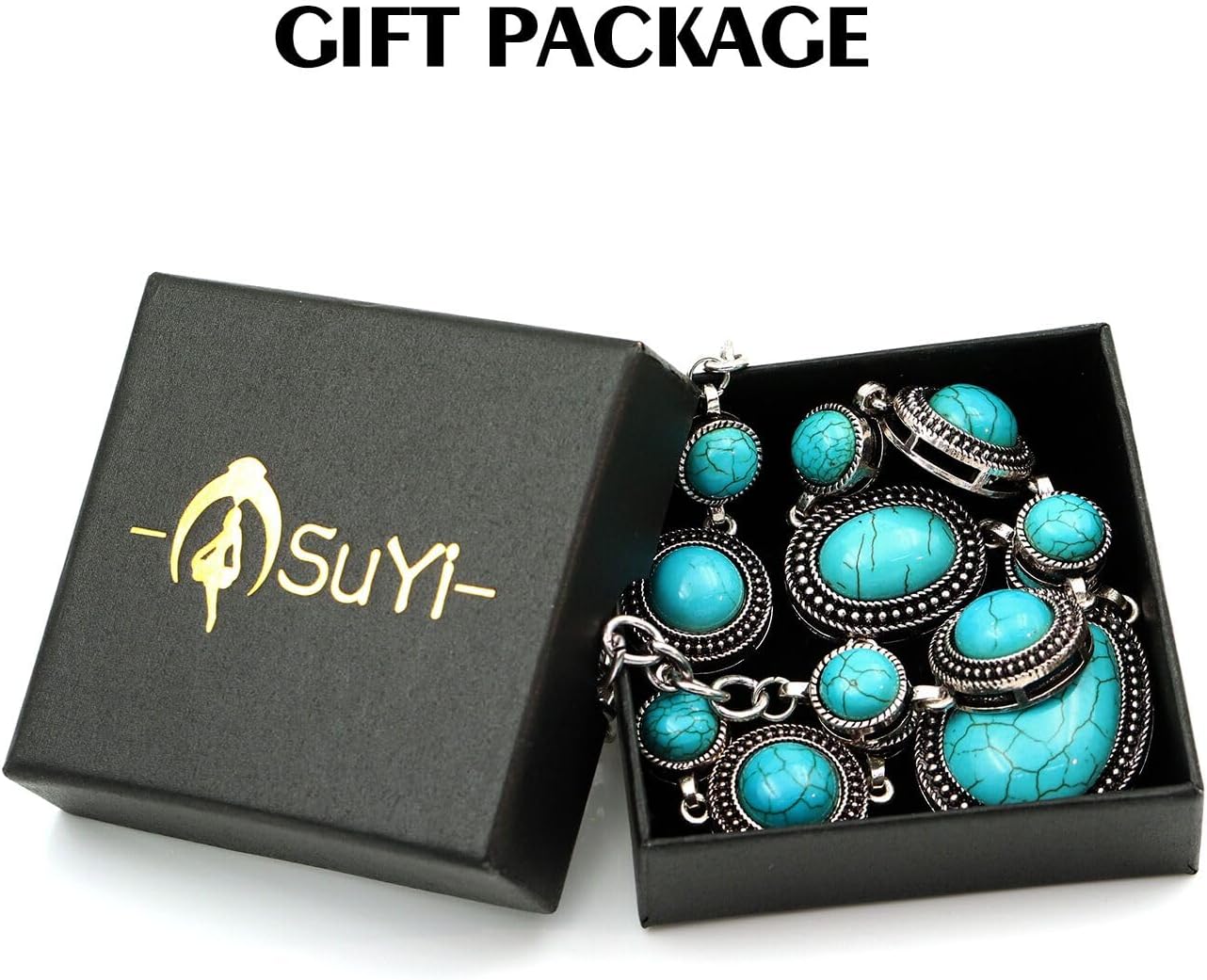 Suyi Long Pendant Turquoise Necklace for Women Bohemian Handmade Beaded Necklace Jewellery - Image 7