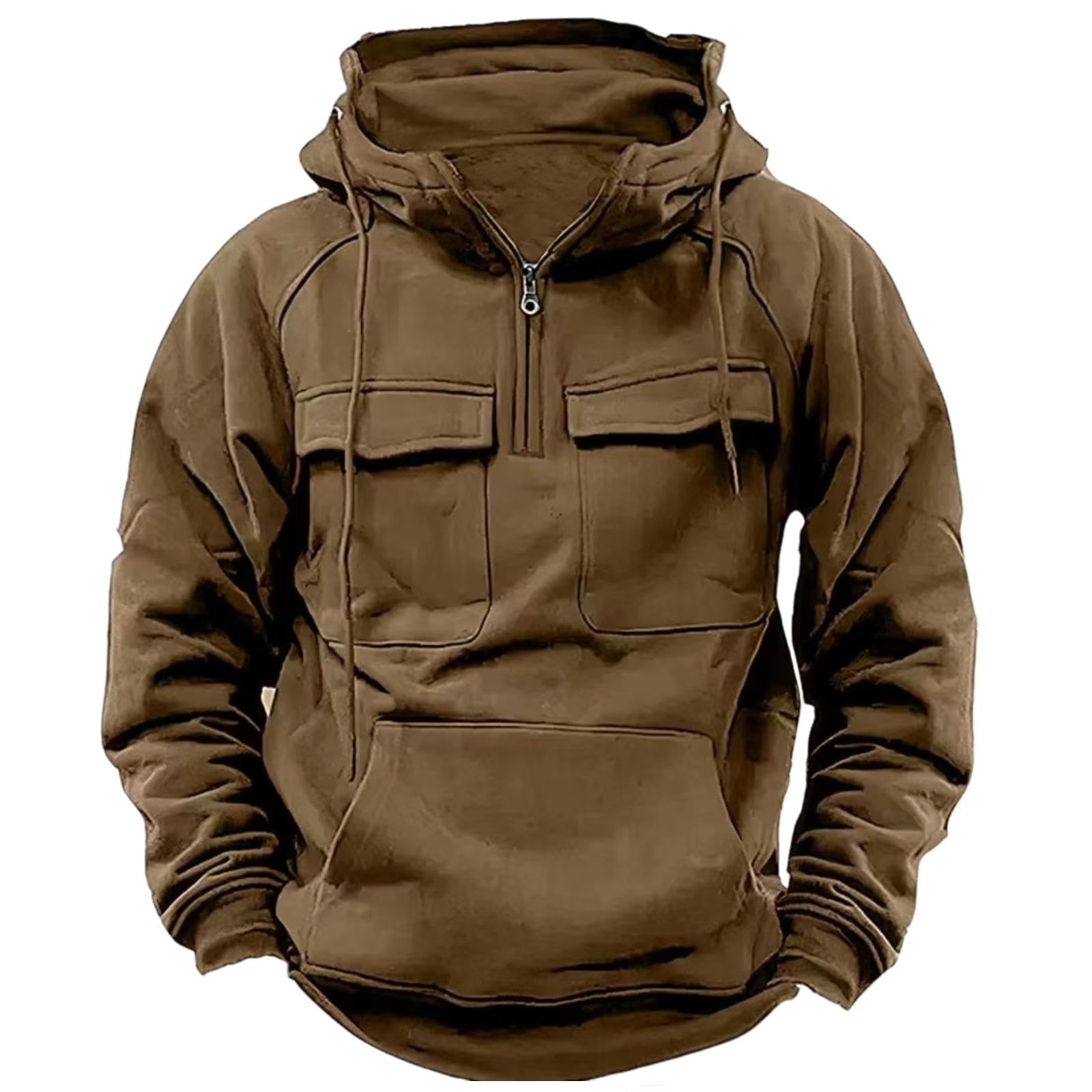 Duyinyan Mannen Tactische Militaire Fleece Pullover Jas Heren Half Zip Winddicht Militaire Fleece Sweatshirt Tactische Hoodies Warm Combat Jumper, Donkerblauw, XXL