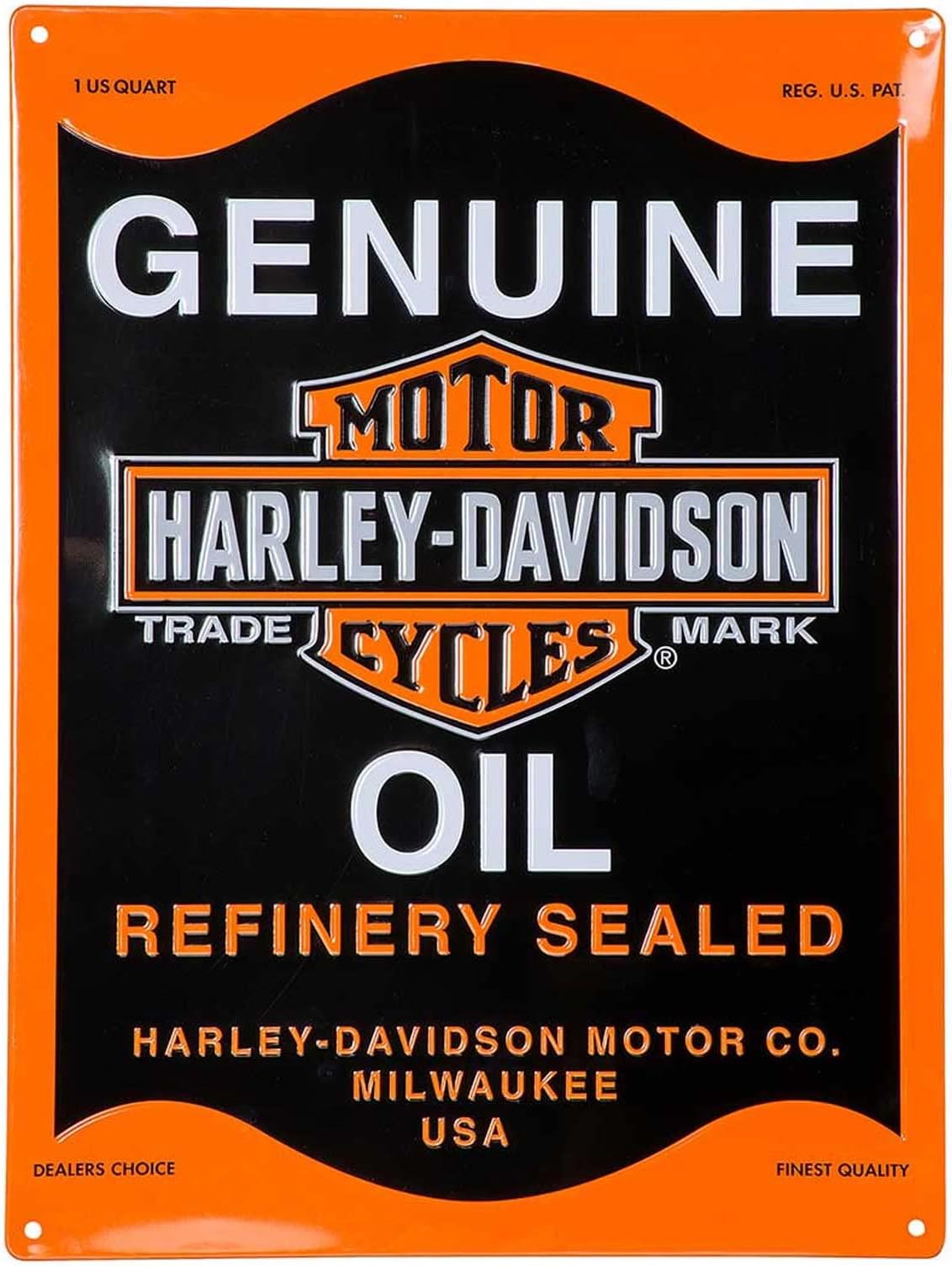 Embossed Tin Sign, Genuine Oil Can Bar & Shield, 12 x 15.75 inch