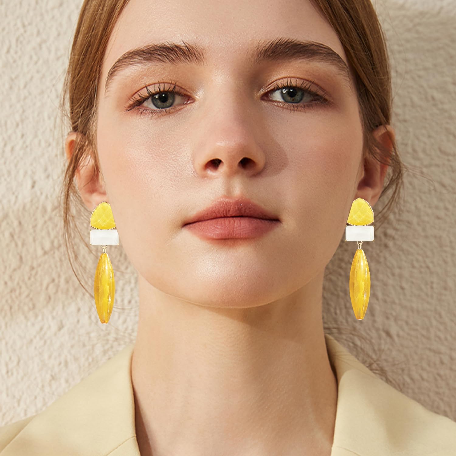 Sparkly Crystal Big Resin Long Teardrop Stud Earrings Square Geometry Dangle Drop Earrings For Women - Image 2