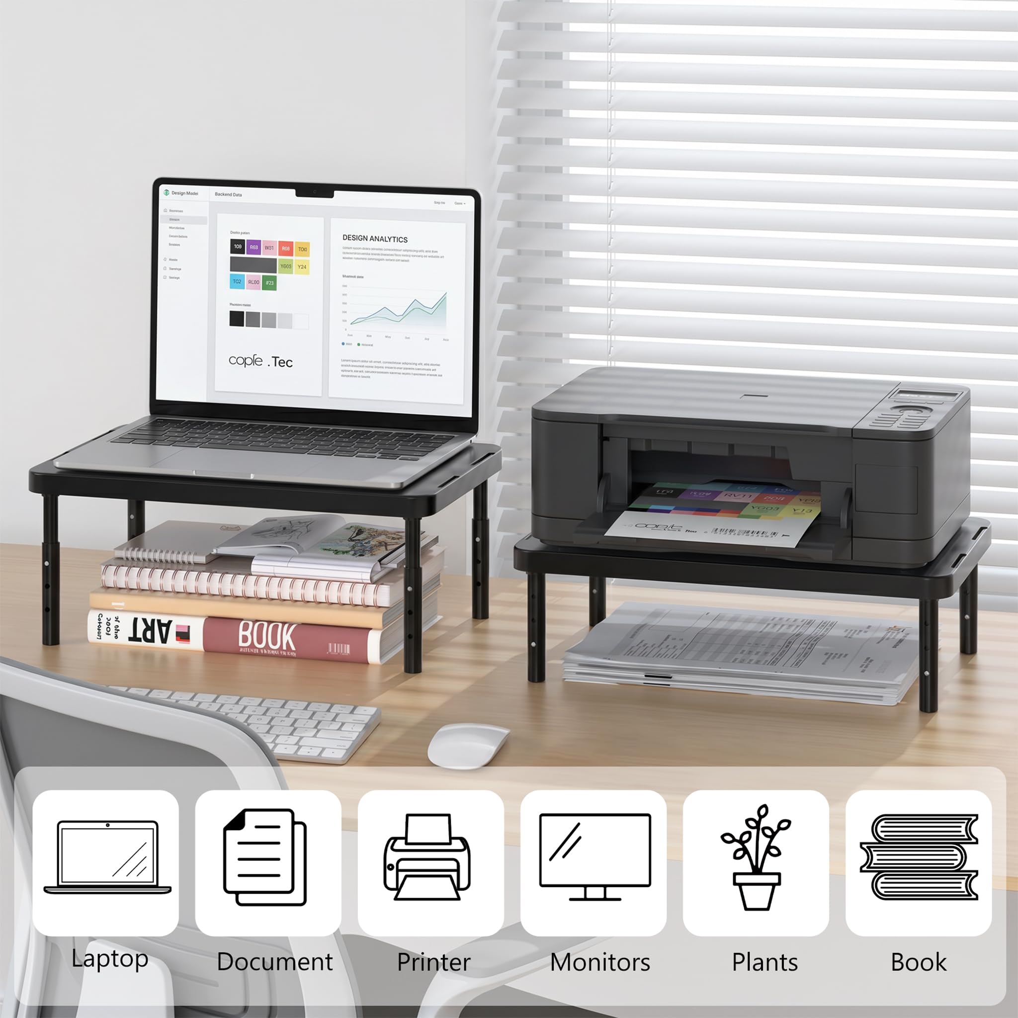 WALI Computer Monitor Stand for Desk, Adjustable Laptop Riser, up to 44 lbs view 9