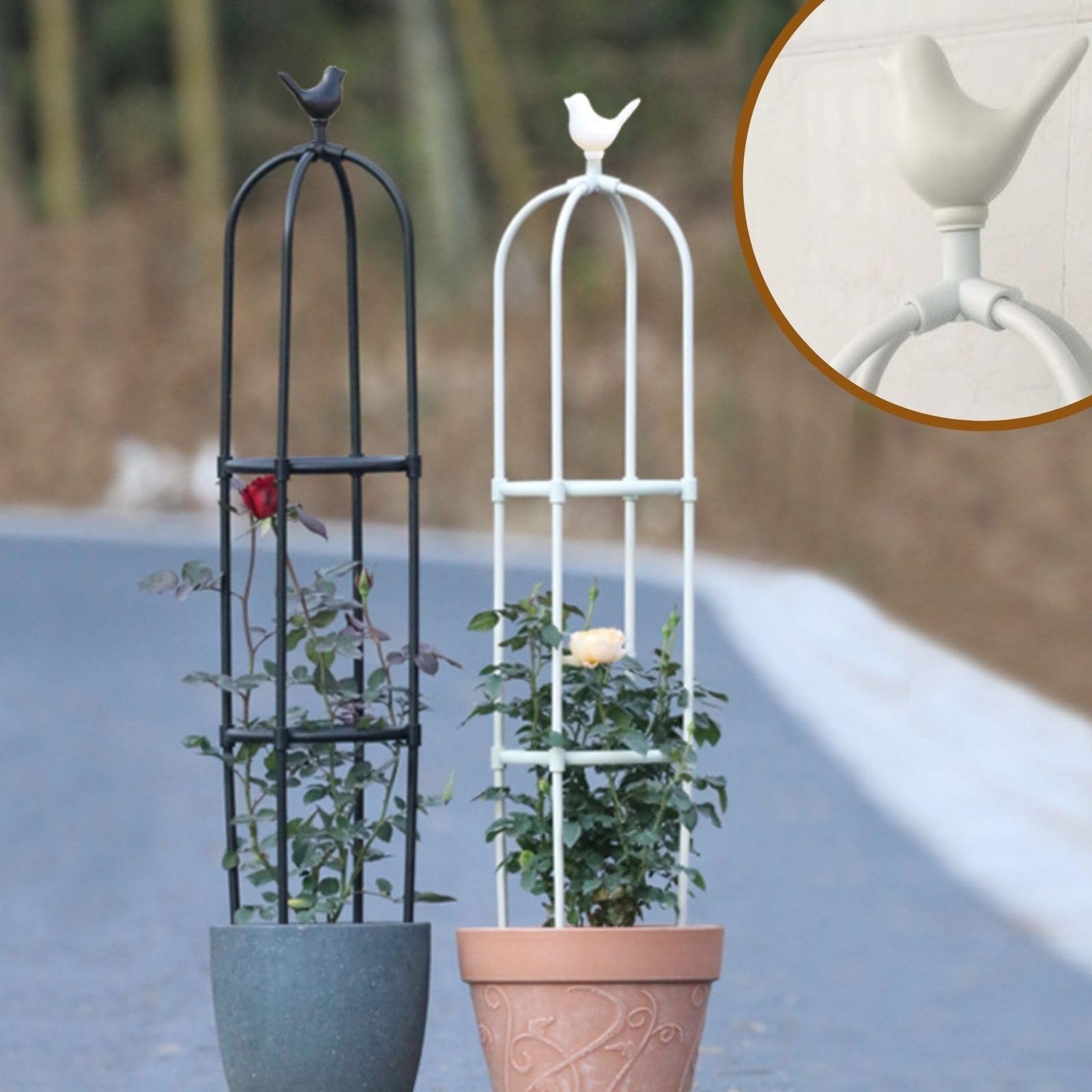 Enrejado de Obelisco de Jardín para Plantas Trepadoras, 165 175 Cm de Alto, Soporte de Plantas Trepadoras de Metal, Balcon Marco para Macetas, Plantas, Tomate, Pepino, Flores, Uva(Black,28 x 175cm/11