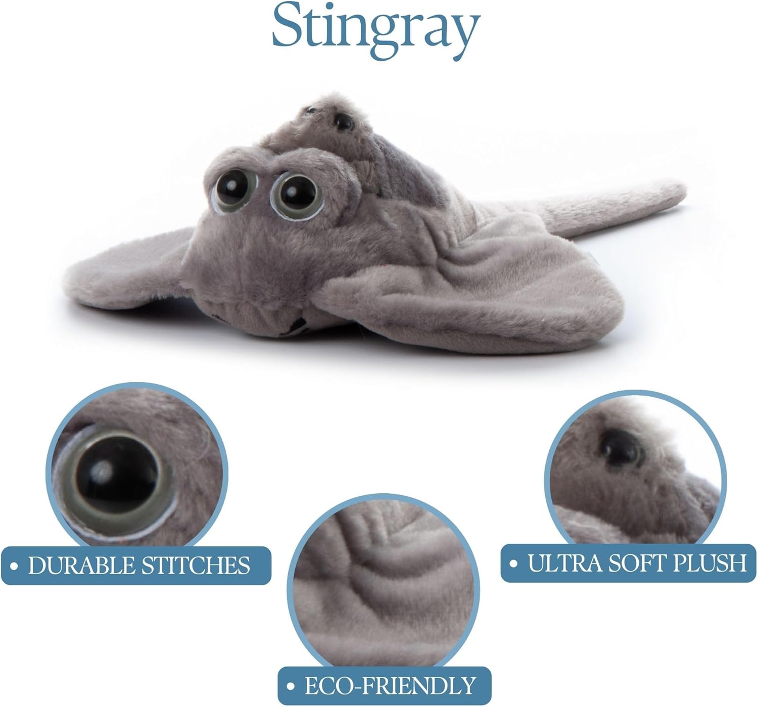 The Petting Zoo Mom and Baby Stingray Stuffed Animal, Gifts for Kids, Pocketz Ocean Animals, Stingray Plush Toy 14 inches