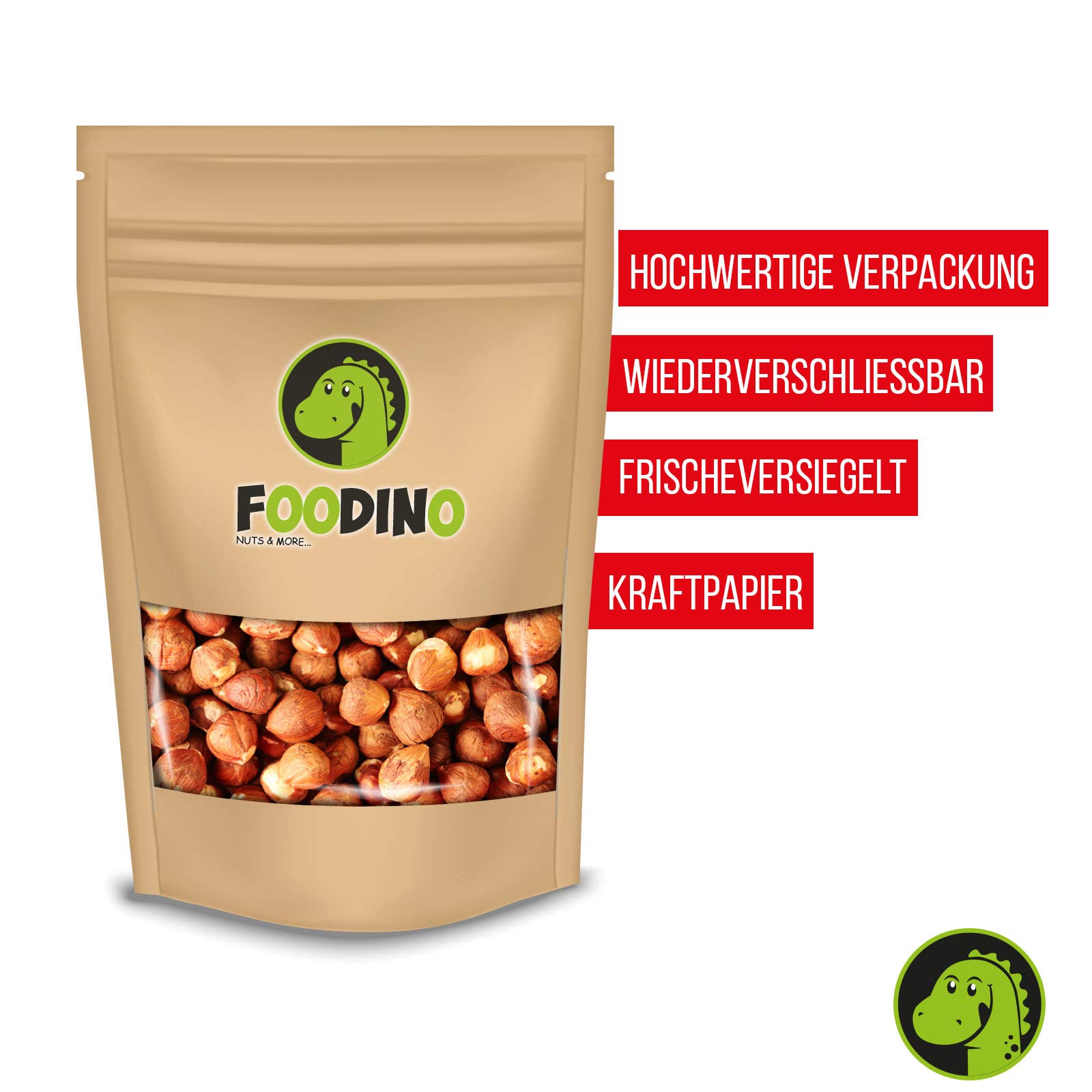 FOODINO 2,5kg Haselnüsse mit Haut naturbelassen ungeröstet ungesalzen ganz