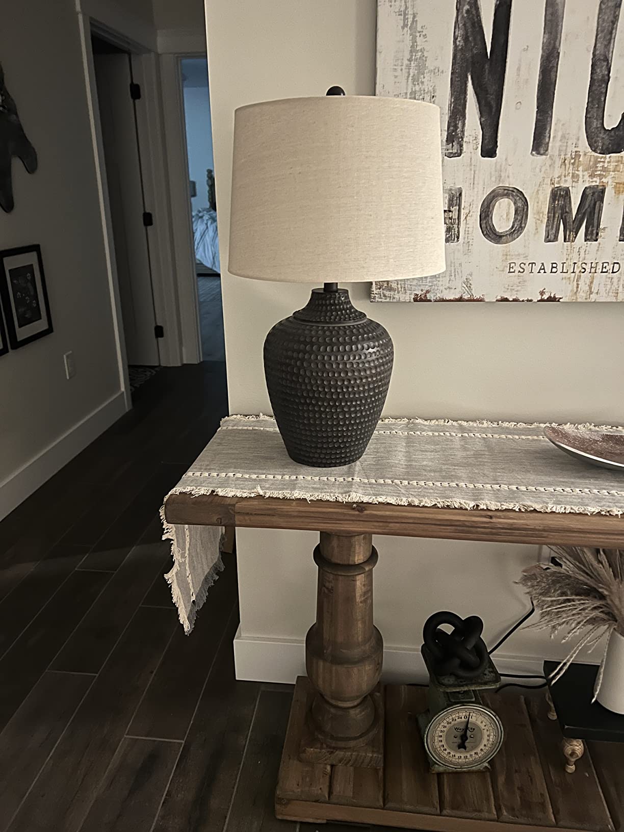 20/mo Finance Alese Textured Dot Jug Table Lamp, Neutral Earth