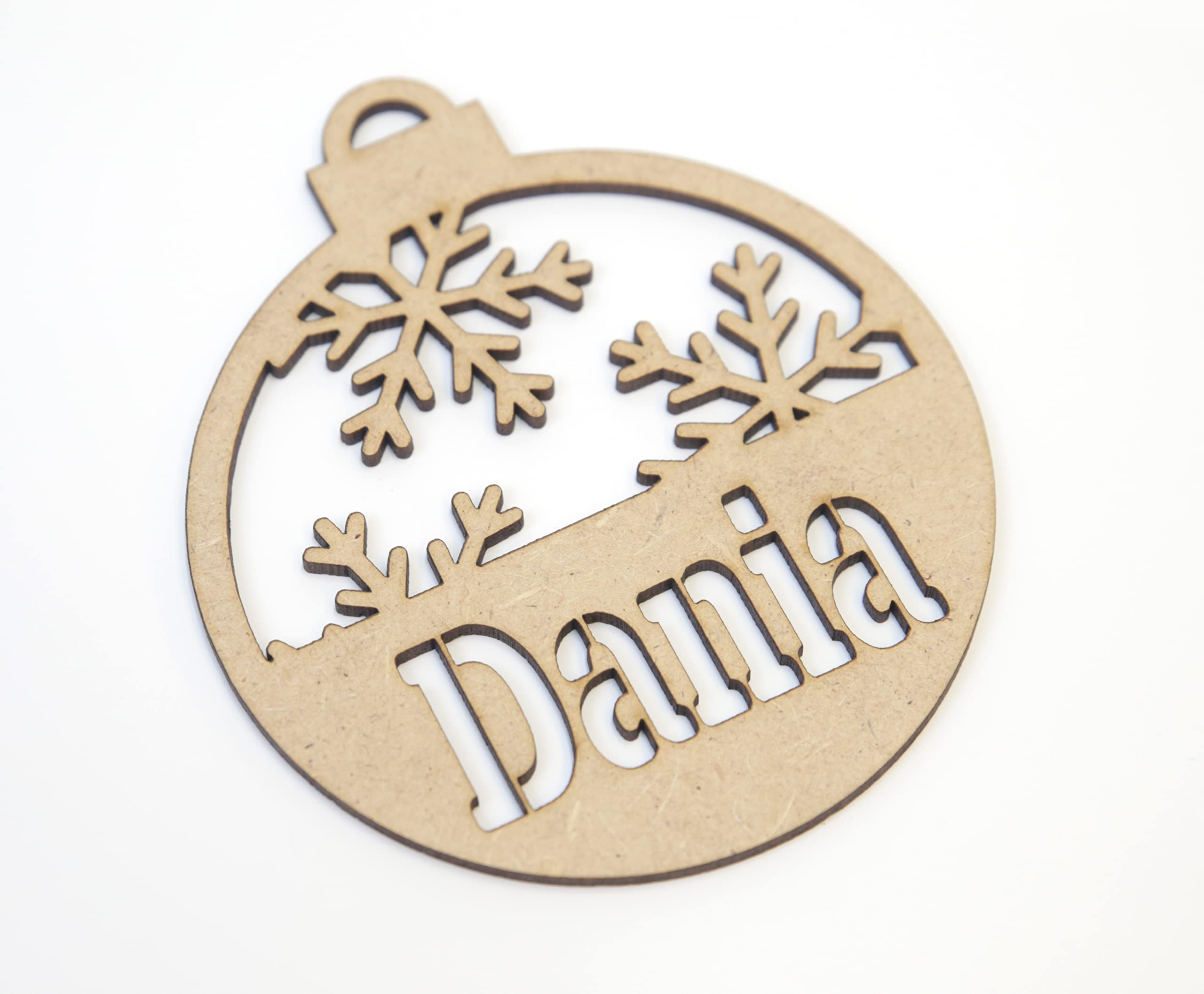 Bolas de Navidad de Madera Personalizada con Nombre. Adornos navideños. Ornamento, decoración para el árbol de Navidad. (Modelo 2)
