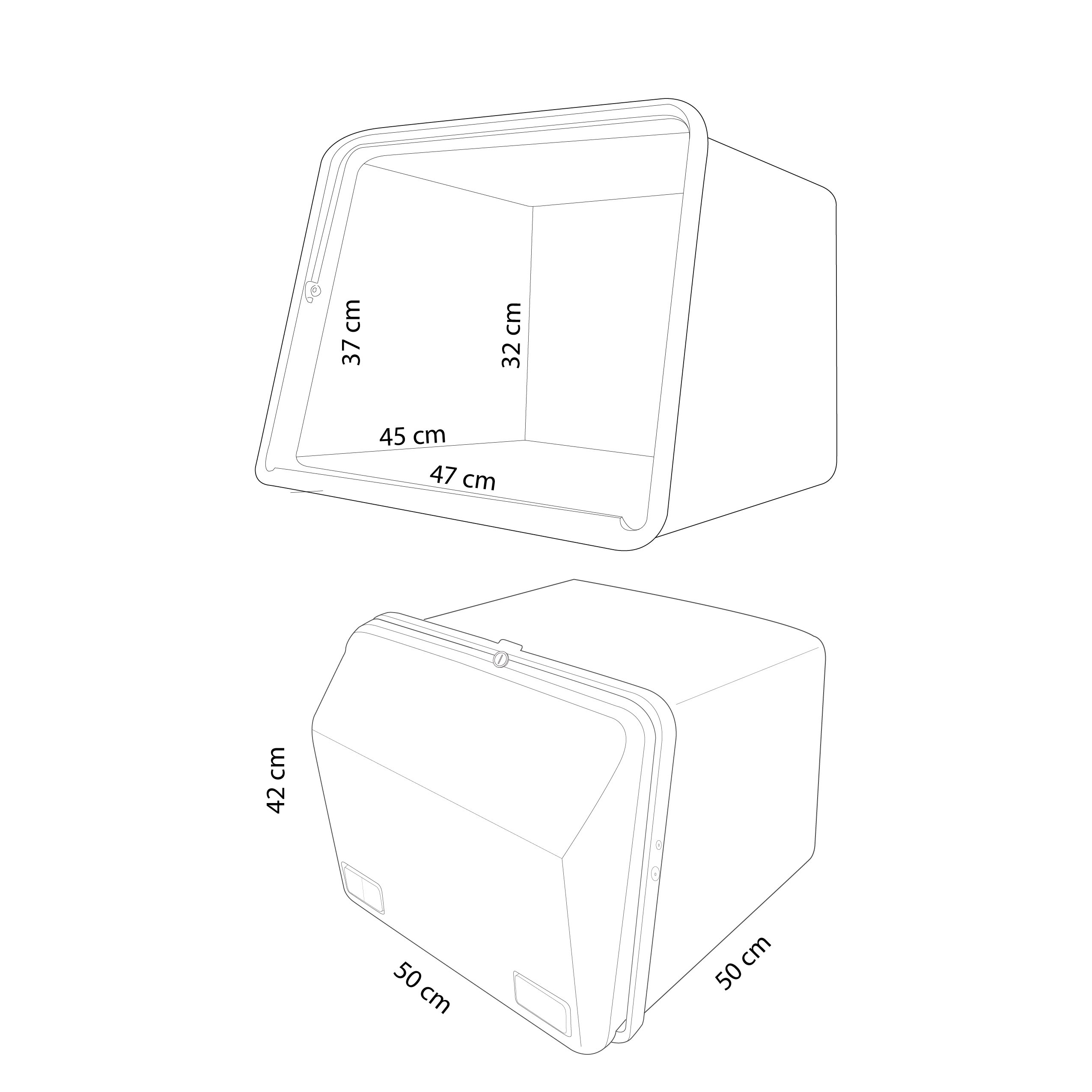 Cajón Portaequipajes Moto Ciclomotor Quad con Cerradura Fácil Montaje, 50x50x42 cm, Cofre Gran Capacidad Apto para Alimentos, Reflectantes Homologados, 75 Litros, Caja Moto (COLOR BLANCO)